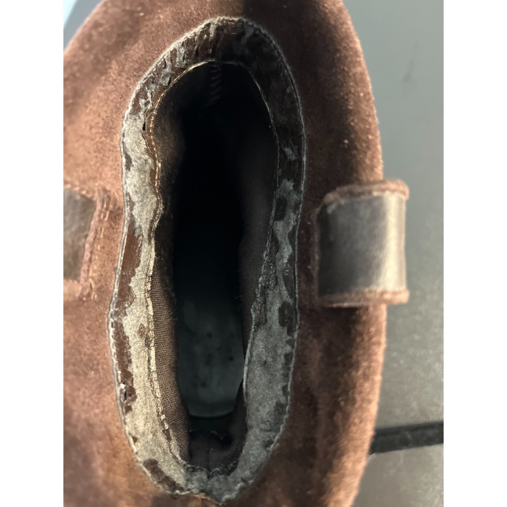 Nine West Natica Brown Leather Suede Buckle Detail Heel Bootie Size 9M - Picture 10 of 11